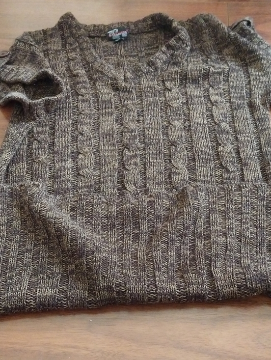 Chances R Dresses & Skirts - Woman's V-Neck Cable Knit Sweater Dress - Brown Blend